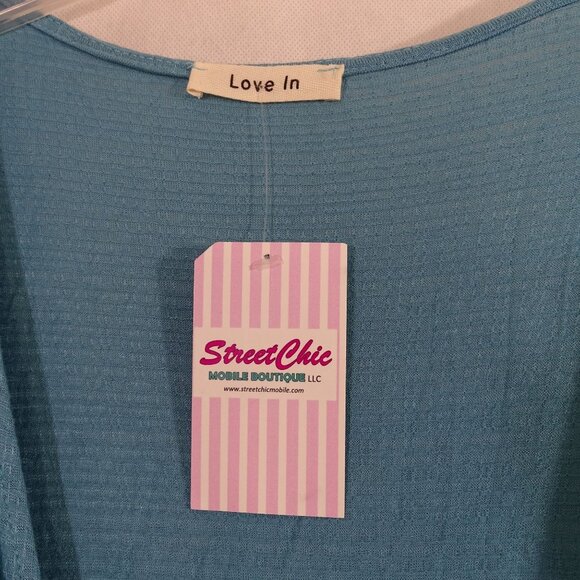 Love In Blue Beach Cover Up Jacket Women Size 3XL Drawstring Waist Short Sleeve - Picture 4 of 10